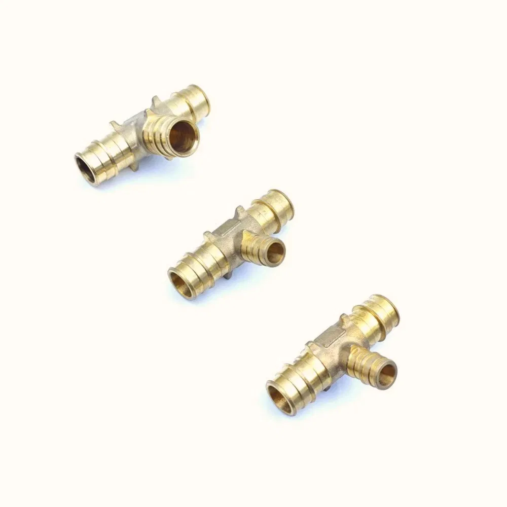 China Brass Pex Pipe Fitting Tee Crimp Fitting Socket for Plumbing and PE Pipe