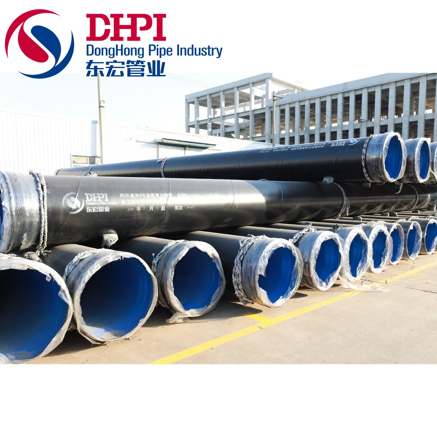 2PE 3PE Epoxy Coated Anti-Corrosion En10219 DN200 DN1000 Welded Carbon Spiral SSAW Steel Pipe