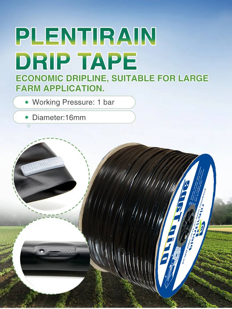 Drip Irrigation System Plastic 16mm Hose Emitter and Valve Fittings Flat Drip Tape for Agriculture Farm Potato Chili Peppers