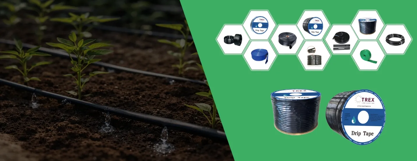 100%PE Agricultural Drip Irrigation Tape with Flat Emitters for Irrigation and Greenhouse Water Saving