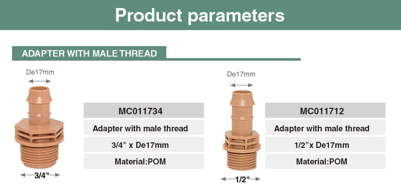 Drip Irrigation System1/2"NPT Male Adapter Barbed Fitting Drip Tubing