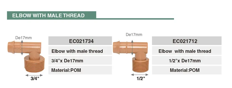 Drip Irrigation System1/2"NPT Male Adapter Barbed Fitting Drip Tubing