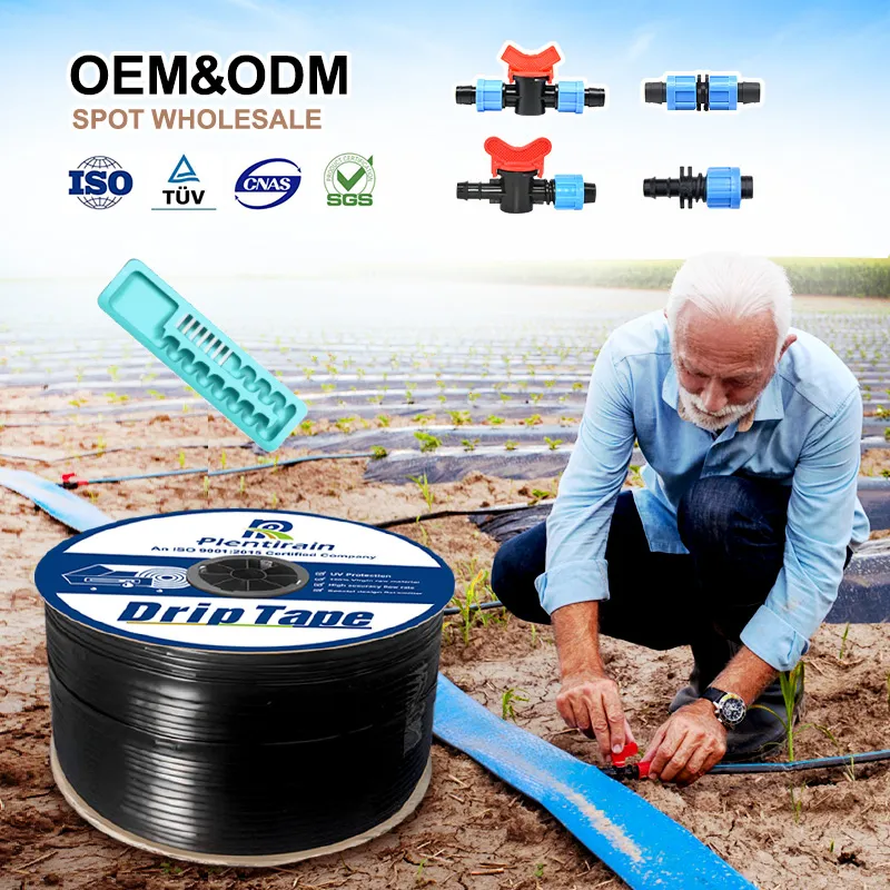 Drip Irrigation System Plastic 16mm Hose Emitter and Valve Fittings Flat Drip Tape for Agriculture F