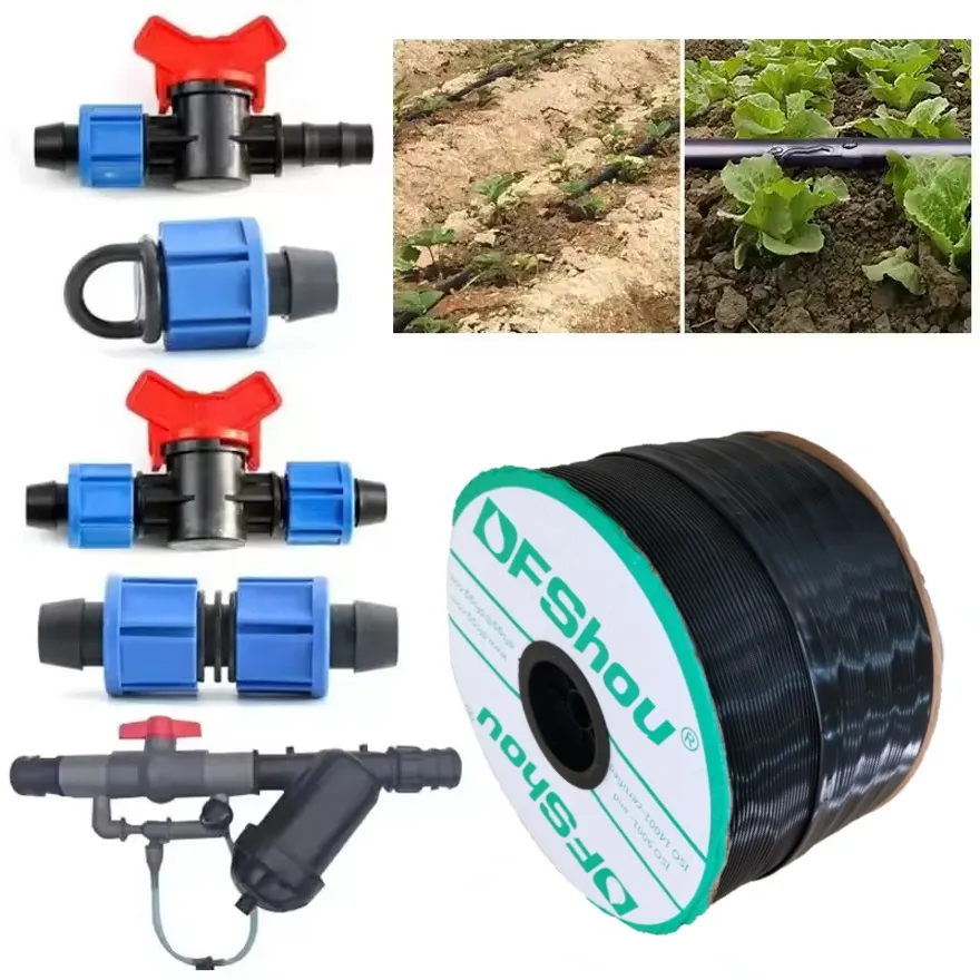 Agricultural Farm Polyethylene Plastic Pipe Inlaid Drip Head Lay Flat Drip Irrigation Tape 16mm