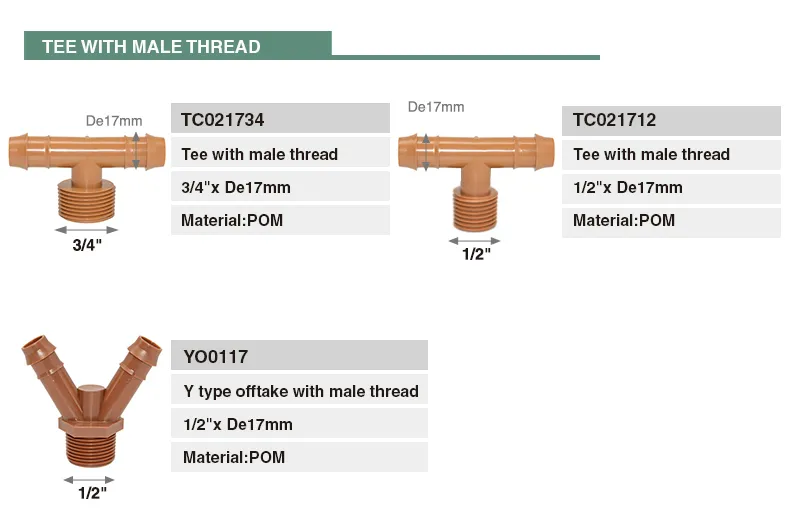 Drip Irrigation System1/2"NPT Male Adapter Barbed Fitting Drip Tubing