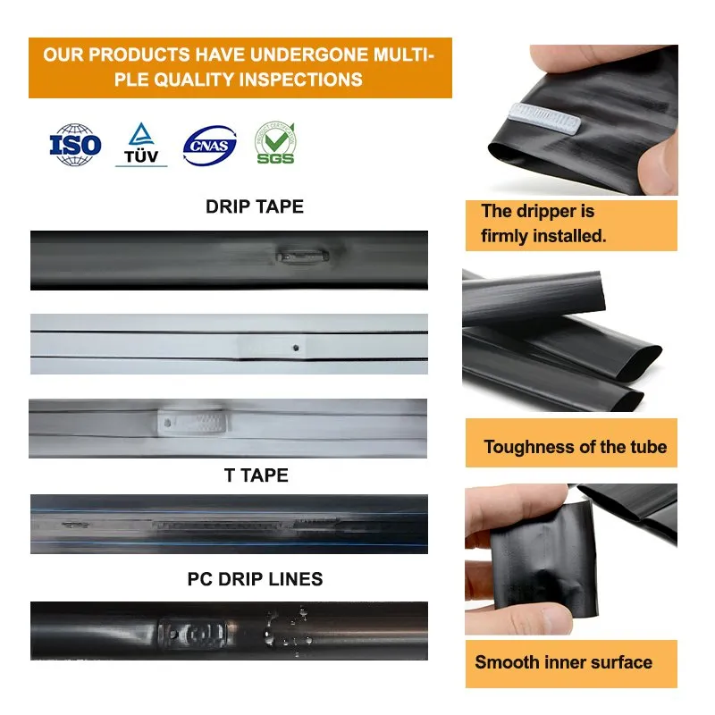 Drip Irrigation System Plastic 16mm Hose Emitter and Valve Fittings Flat Drip Tape for Agriculture F