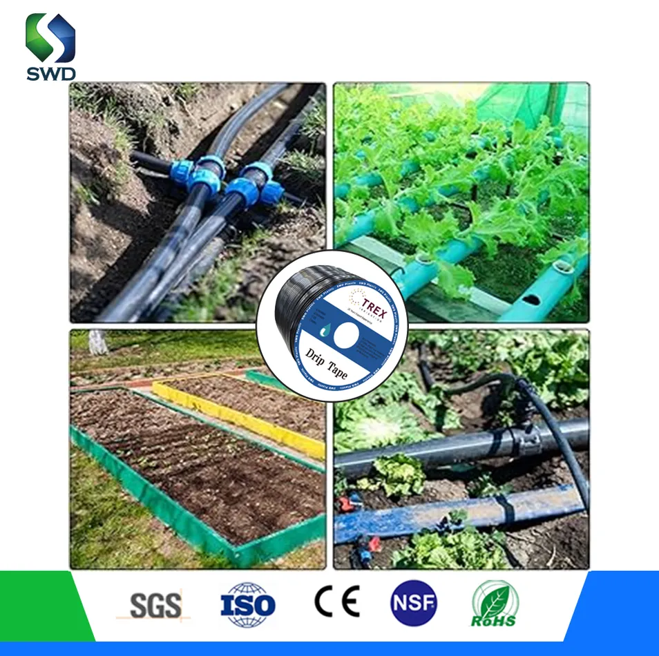 100%PE Agricultural Drip Irrigation Tape with Flat Emitters for Irrigation and Greenhouse Water Saving